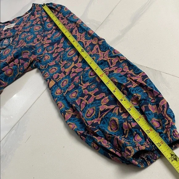 Natural Life Blue Purple Tan Floral Maxi Dress 100% Rayon Boho women - Picture 8 of 9